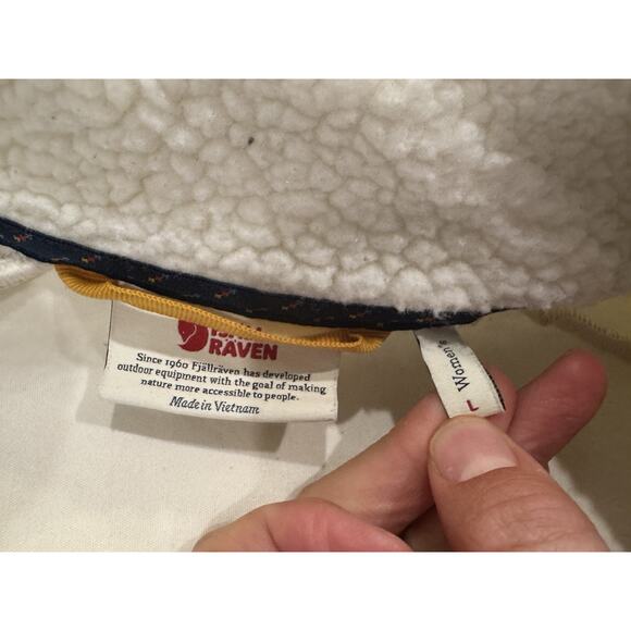 Fjallraven Women’s Vardag Pile Fleece Jacket Chalk White Yellow Large Full Zip - Picture 6 of 8